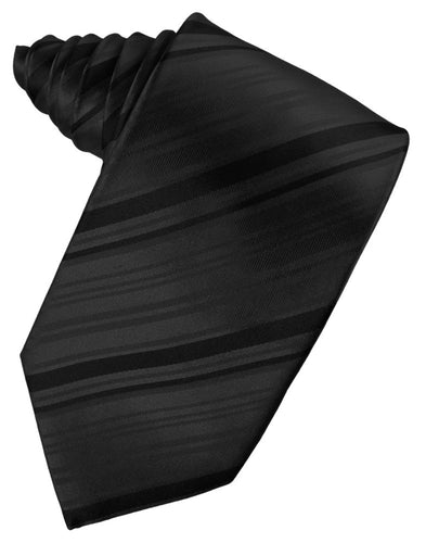 Black Striped Satin Suit Tie