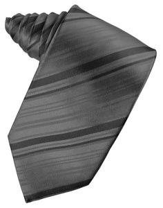 Charcoal Striped Satin Suit Tie