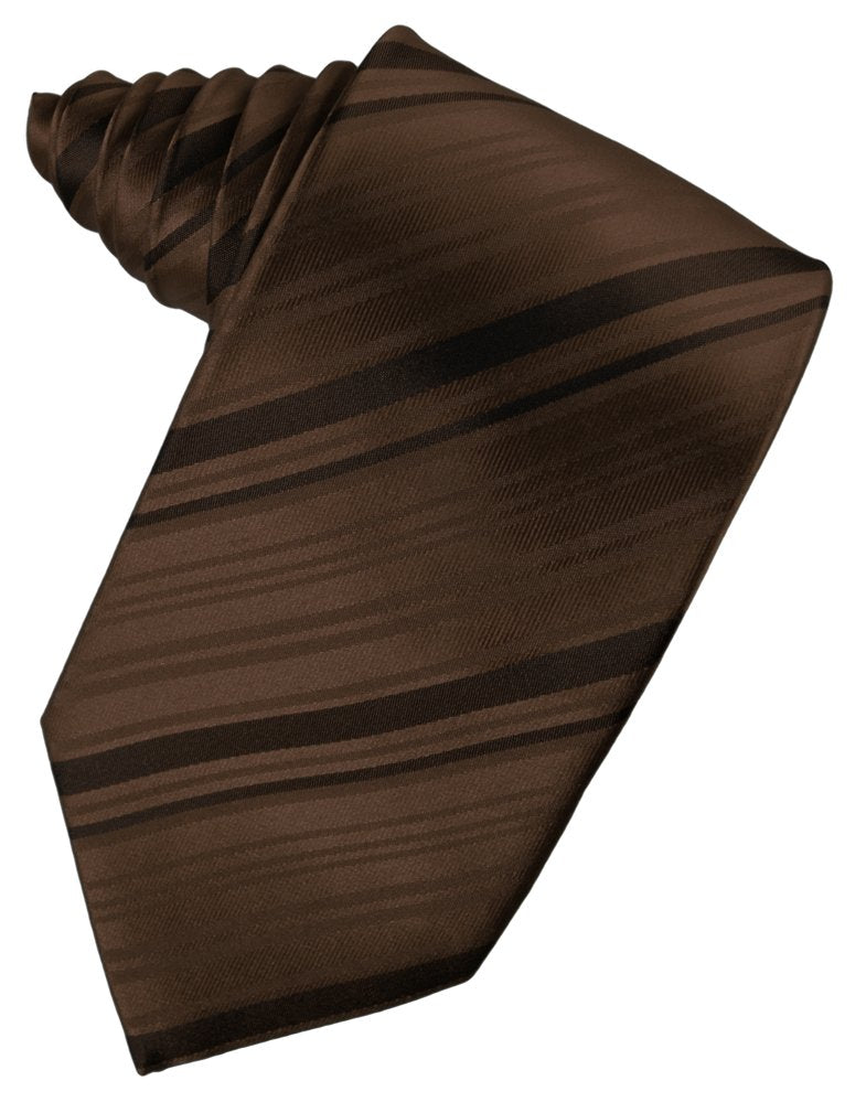 Chocolate Striped Satin Suit Tie