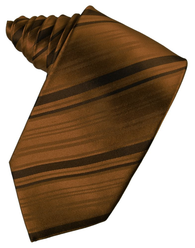 Cognac Striped Satin Suit Tie