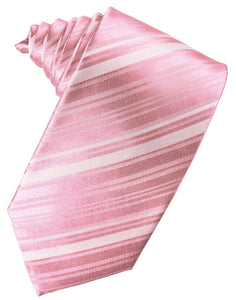 Coral Striped Satin Suit Tie