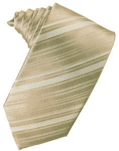 Golden Striped Satin Suit Tie