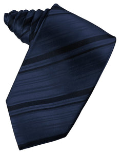Midnight Blue Striped Satin Suit Tie
