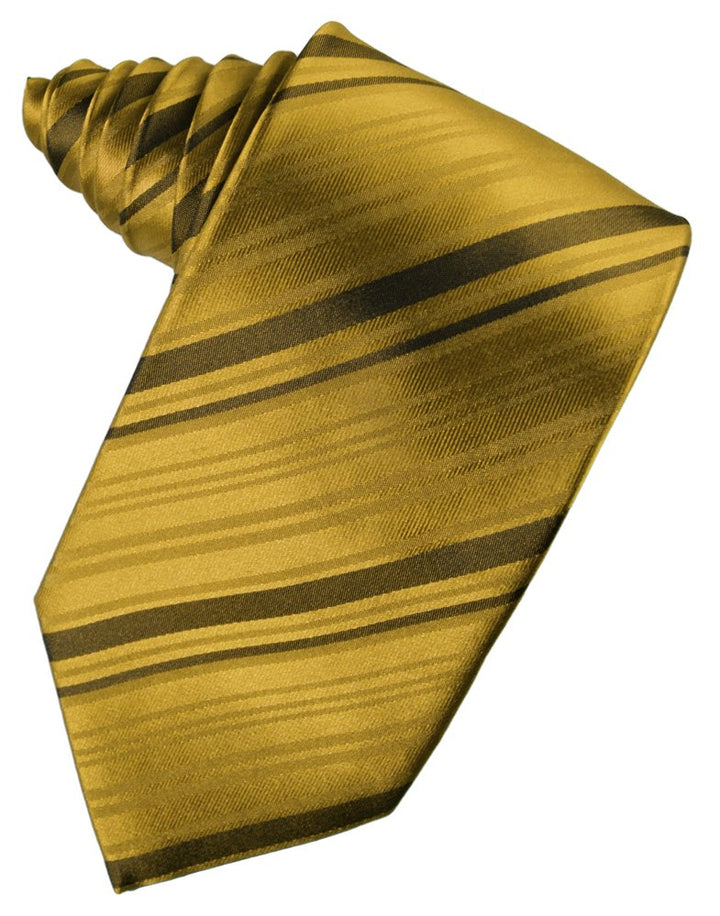 New Gold Striped Satin Suit Tie