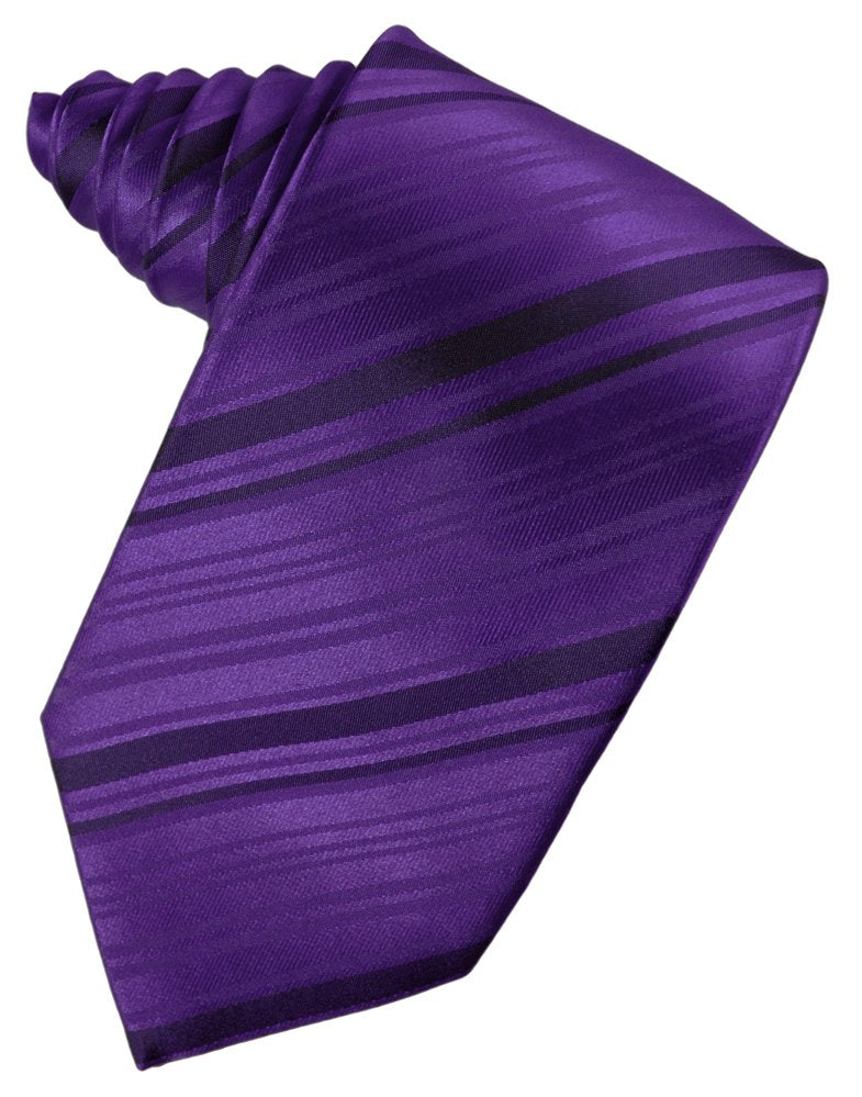 Purple Striped Satin Suit Tie
