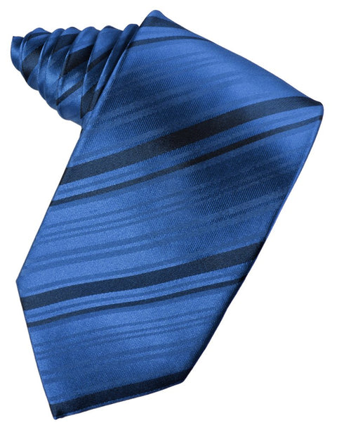 Royal Blue Striped Satin Suit Tie