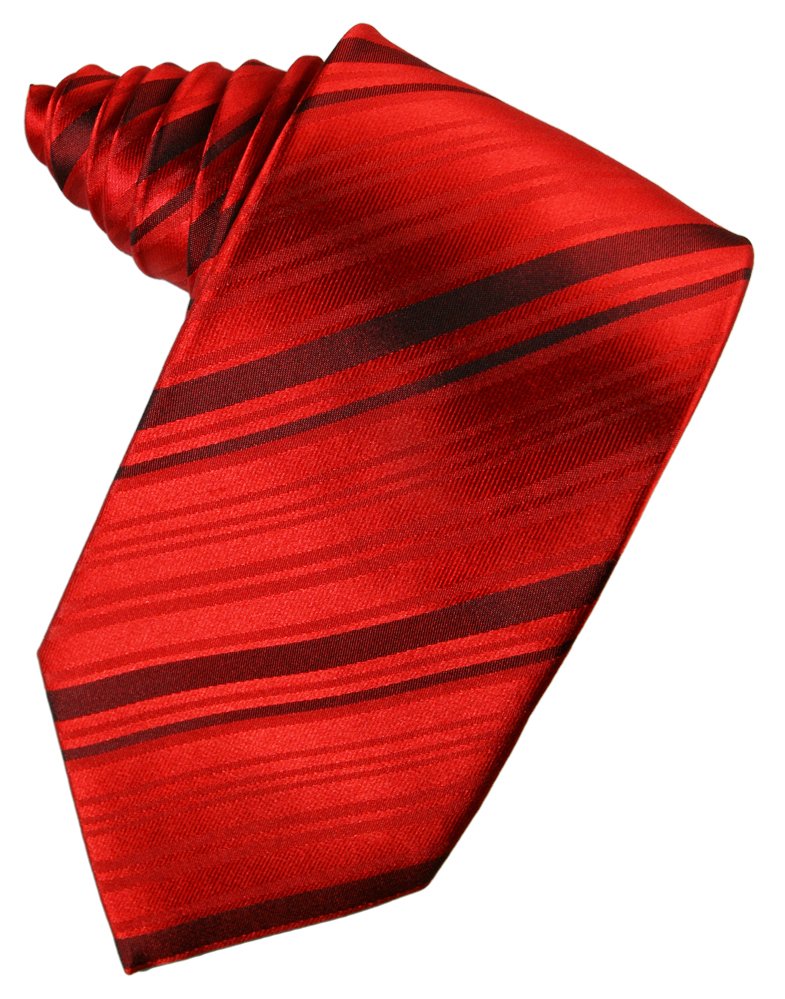 Scarlet Striped Satin Suit Tie