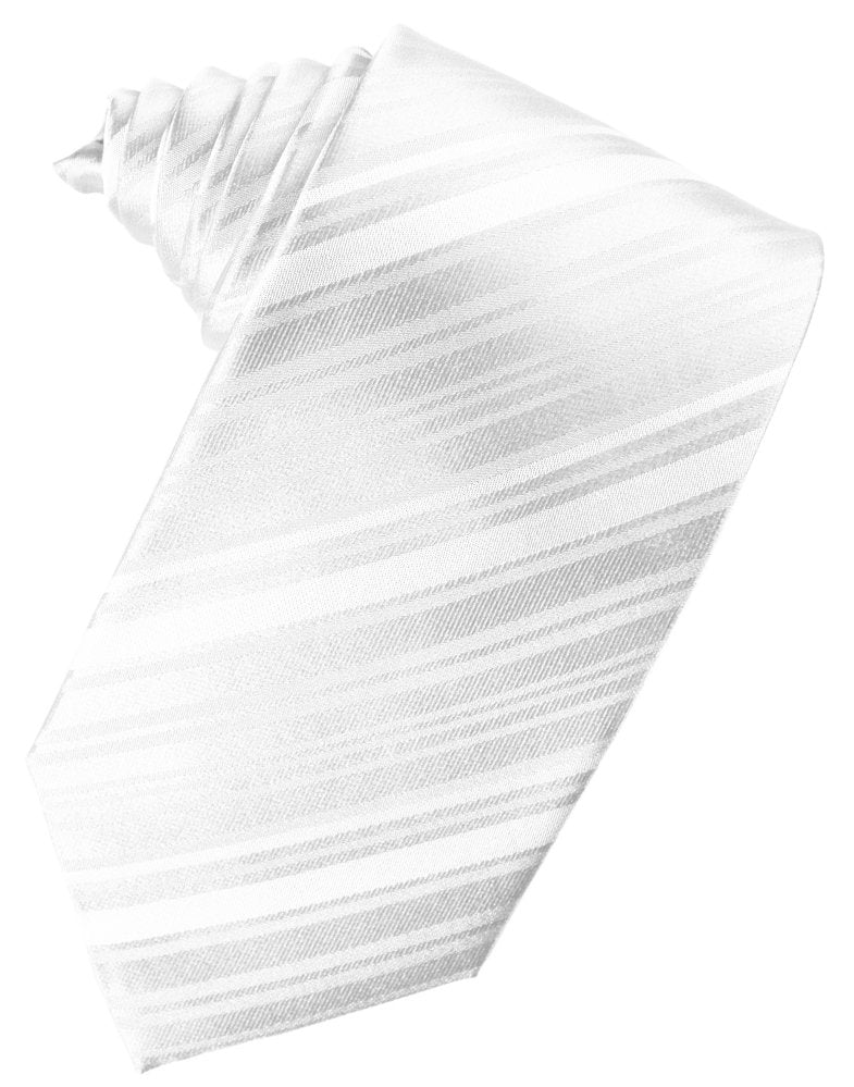 White Striped Satin Suit Tie