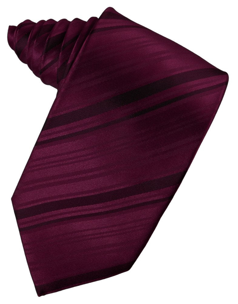 Wine Striped Satin Suit Tie