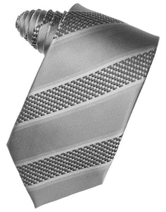 Silver Venetian Stripe Suit Tie