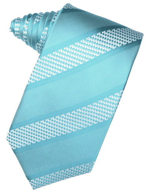 Turquoise Venetian Stripe Suit Tie