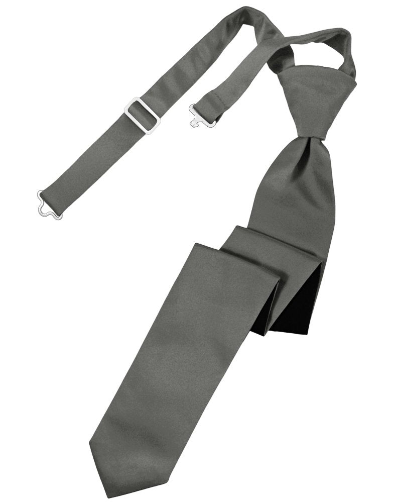Charcoal Solid Satin Skinny Tie