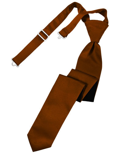 Cognac Solid Satin Skinny Tie