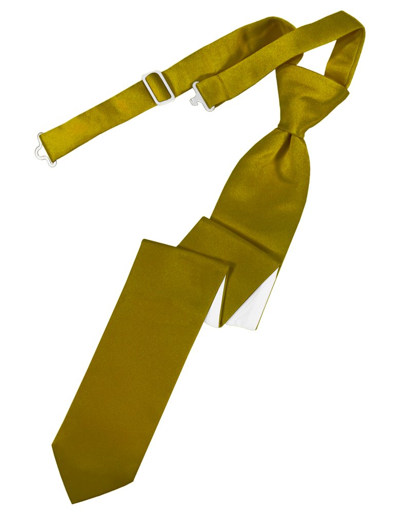 New Gold Solid Satin Skinny Tie