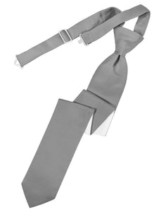 Silver Solid Satin Skinny Tie