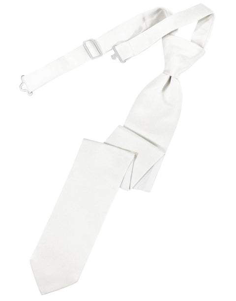 White Solid Satin Skinny Tie