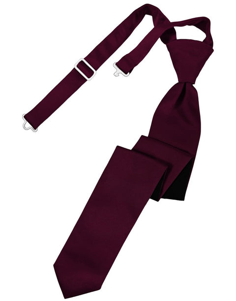 Wine Solid Satin Skinny Tie