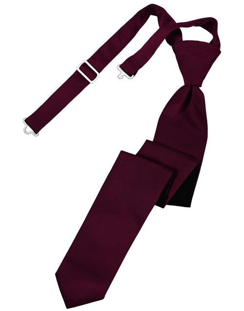 Wine Solid Satin Skinny Tie