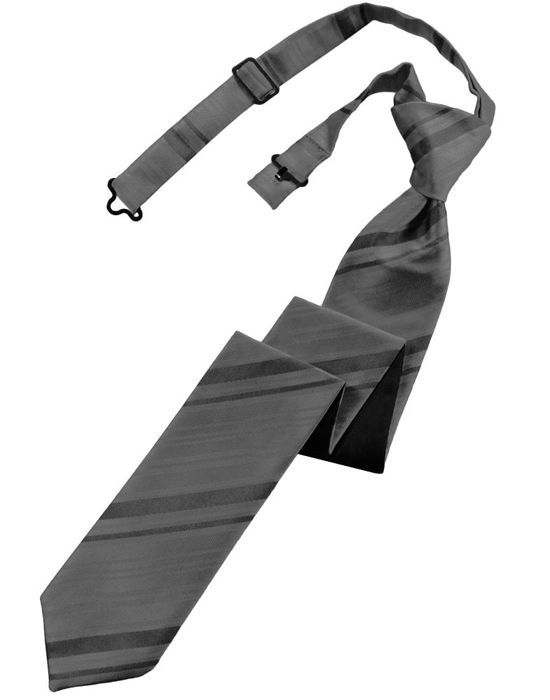 Charcoal Striped Satin Skinny Tie