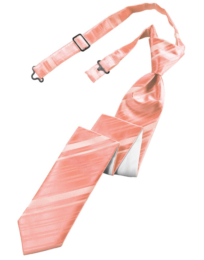 Coral Striped Satin Skinny Tie