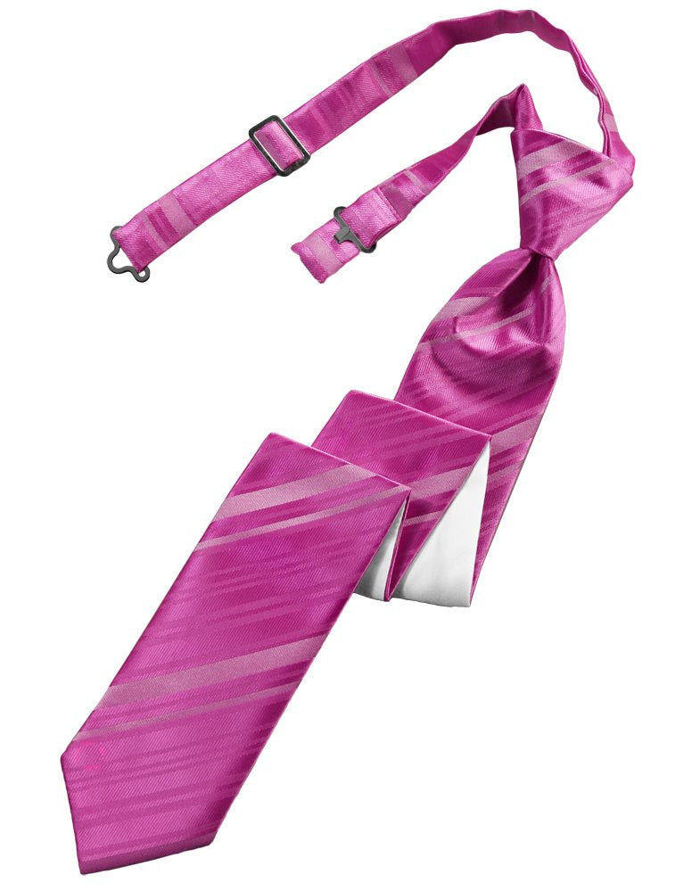 Fuchsia Striped Satin Skinny Tie