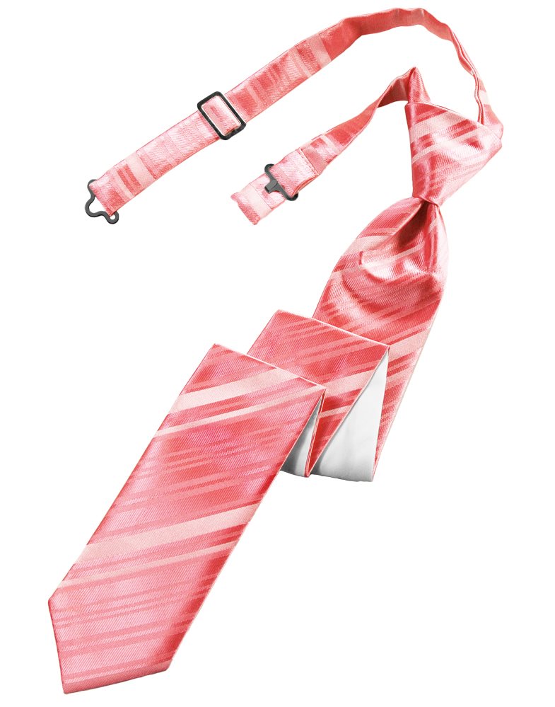 Guava Striped Satin Skinny Tie