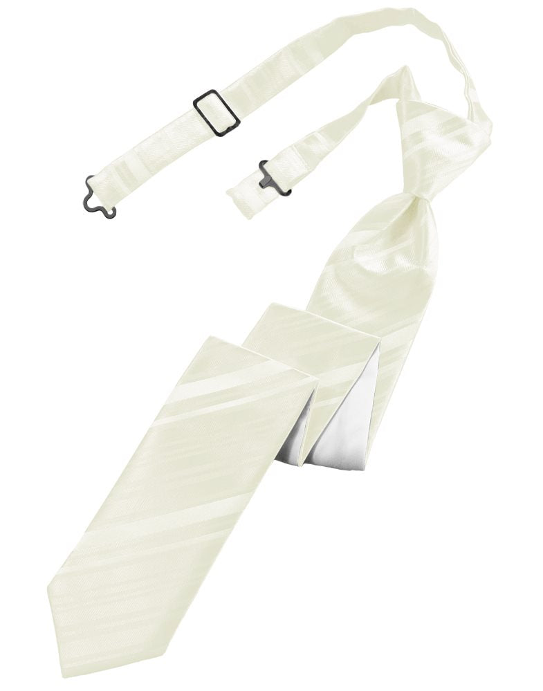 Ivory Striped Satin Skinny Tie
