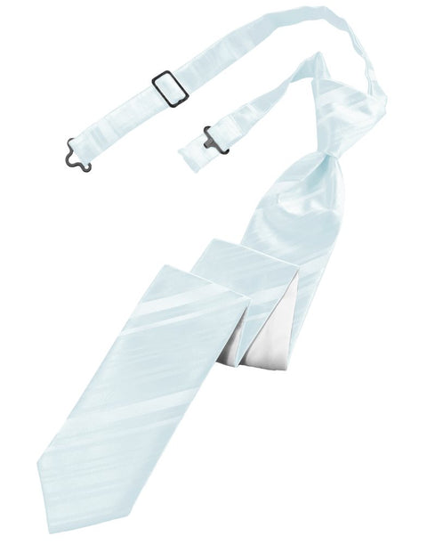 Light Blue Striped Satin Skinny Tie