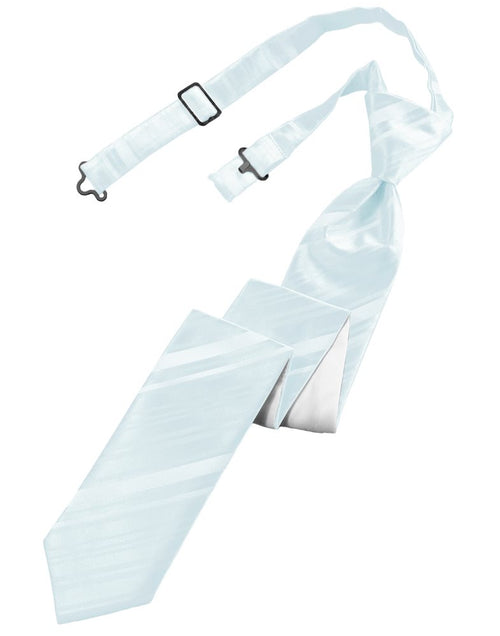 Light Blue Striped Satin Skinny Tie