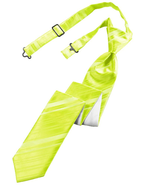 Lime Striped Satin Skinny Tie