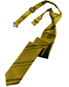 New Gold Striped Satin Skinny Tie