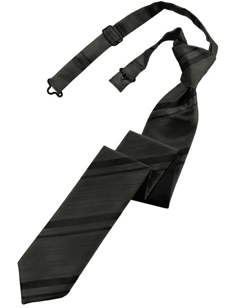 Pewter Striped Satin Skinny Tie