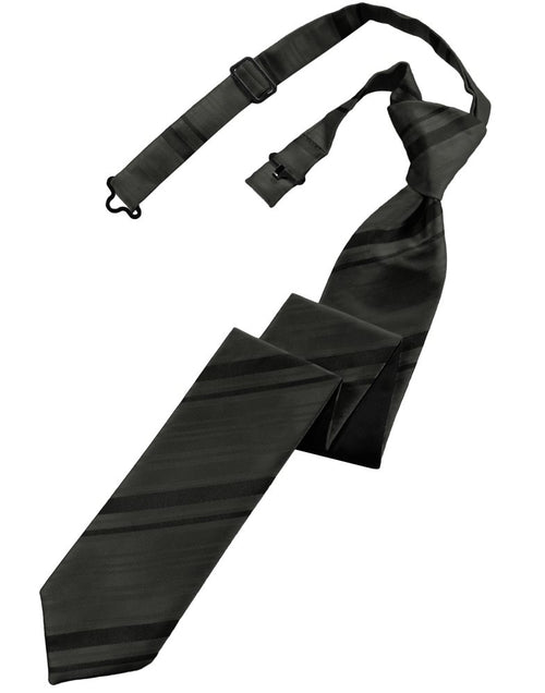Pewter Striped Satin Skinny Tie