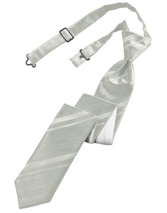Platinum Striped Satin Skinny Tie