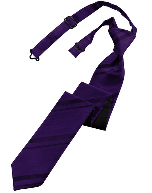 Purple Striped Satin Skinny Tie