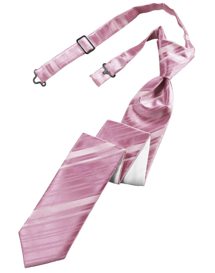 Rose Petal Striped Satin Skinny Tie