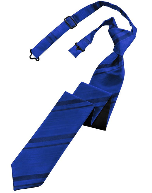 Royal Blue Striped Satin Skinny Tie