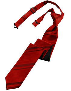 Scarlet Striped Satin Skinny Tie