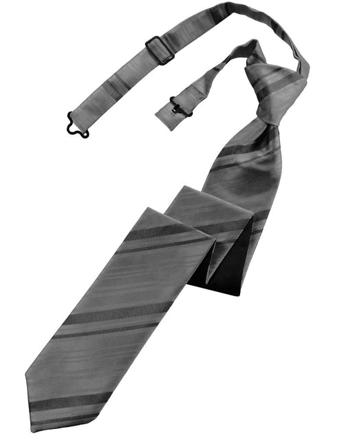 Silver Striped Satin Skinny Tie
