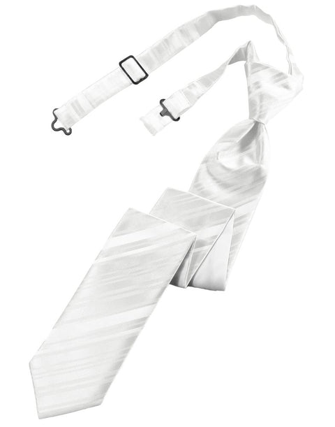 White Striped Satin Skinny Tie