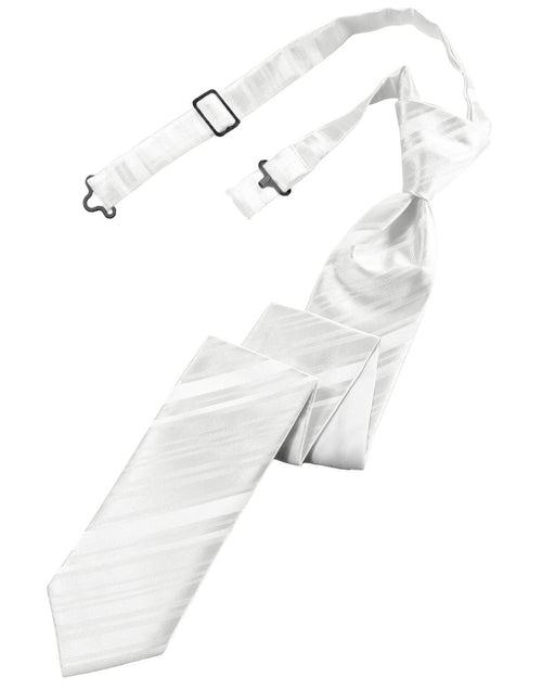 White Striped Satin Skinny Tie