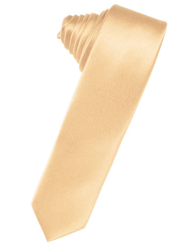 Apricot Solid Satin Skinny Suit Tie