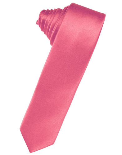 Bubblegum Solid Satin Skinny Suit Tie