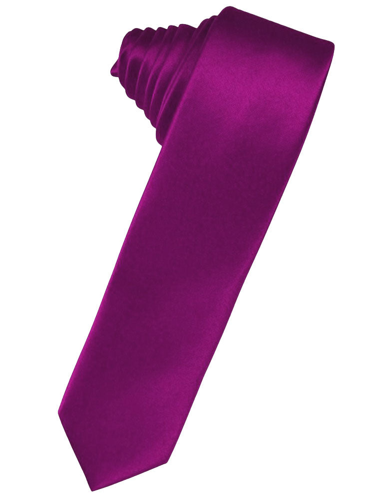 Cassis Solid Satin Skinny Suit Tie