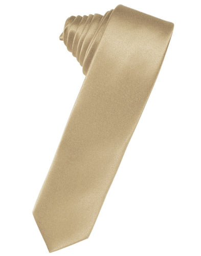 Golden Solid Satin Skinny Suit Tie