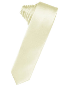 Ivory Solid Satin Skinny Suit Tie