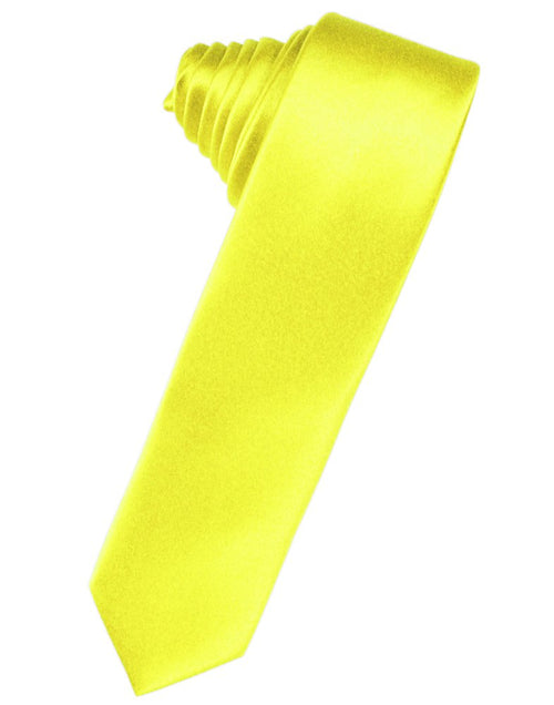 Lemon Solid Satin Skinny Suit Tie