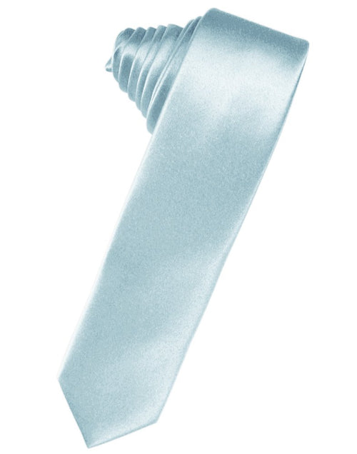 Light Blue Solid Satin Skinny Suit Tie