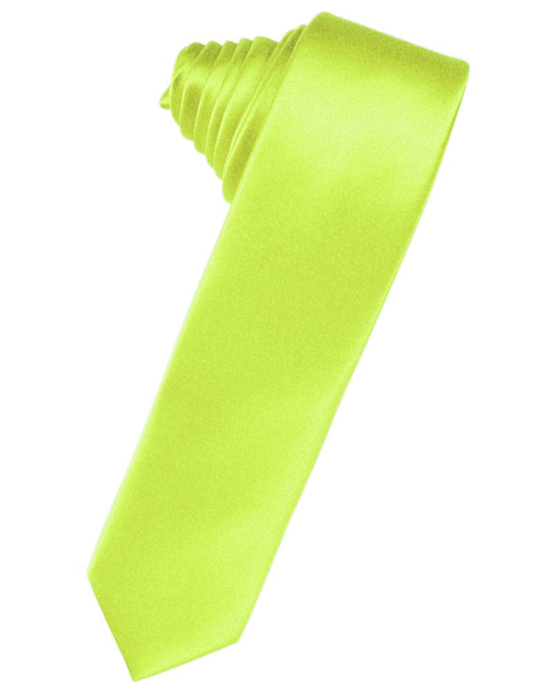 Lime Solid Satin Skinny Suit Tie