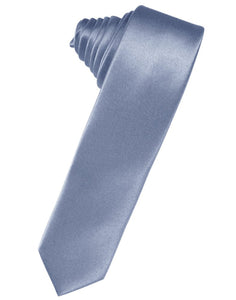 Periwinkle Solid Satin Skinny Suit Tie